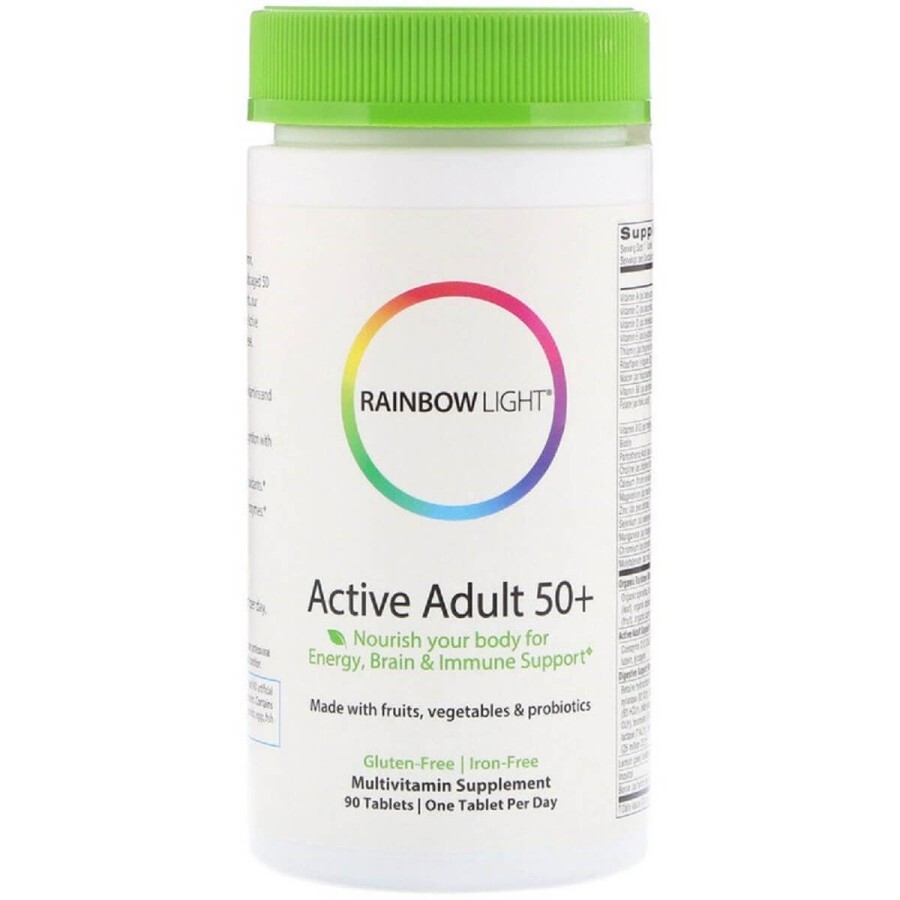 Мультивітаміни для дорослих Активна зрілість Active Adult 50+ Rainbow Light 90 таблеток: ціни та характеристики