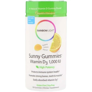 Вітамін D3 смак лимона Sunny Gummies Rainbow Light 1000 МО 50 жувальних цукерок