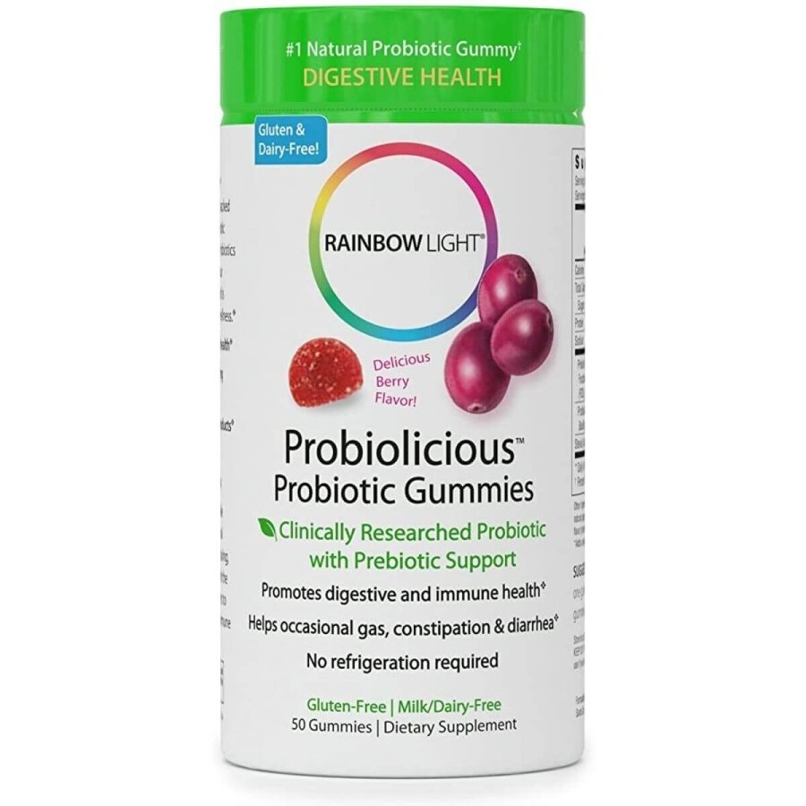 Пробіотики смак ягід Probiolicious Probiotic Gummies Delicious Berry Flavor Rainbow Light 50 жувальних цукерок: ціни та характеристики