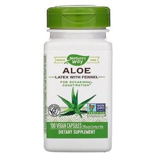 Алое Вера з фенхелем 140 мг Aloe Latex with Fennel Nature's Way 100 вегетаріанських капсул
