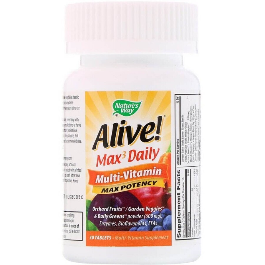 Мультивітаміни із залізом Alive! Max3 Daily Nature's Way 30 таблеток: ціни та характеристики