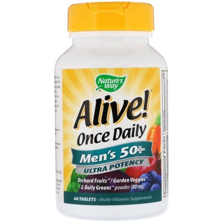 Мультивітаміни для чоловіків 50+ Alive! Once Daily Men's 50+ Multi-Vitamin Nature's Way 60 Таблеток