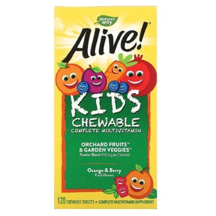 Мультивітаміни для дітей Alive Nature's Way Смак ягід і Апельсину 120 жувальних таблеток