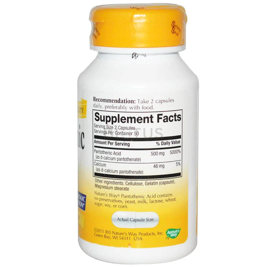 Пантотеновая кислота Pantothenic Acid Nature's Way 250 мг 100 капсул: цены и характеристики