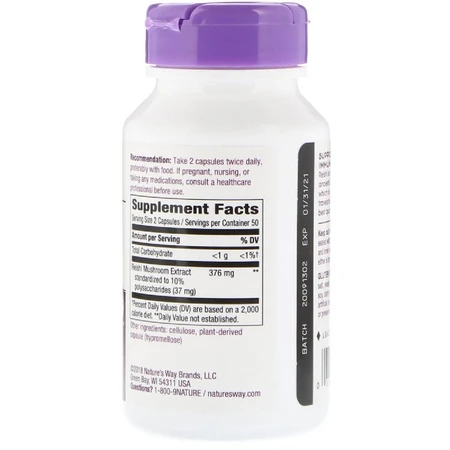 Грибы Рейши Reishi Standardized Nature's Way 376 mg 100 Капсул: цены и характеристики
