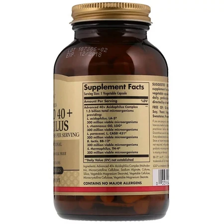 Пробіотики Advanced 40+ Acidophilus Solgar 120 капсул: ціни та характеристики