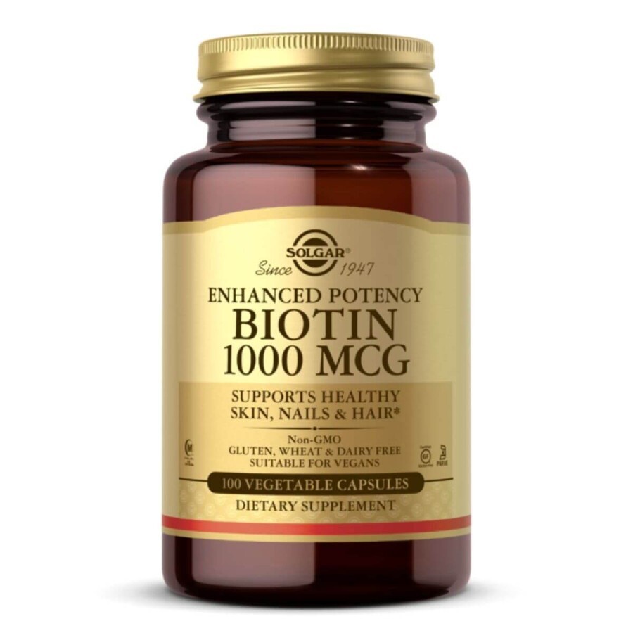 Біотин (В7) 1000 мкг Biotin Solgar 100 вегетаріанських капсул: ціни та характеристики