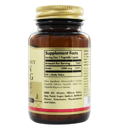 Біотин (В7) 1000 мкг Biotin Solgar 100 вегетаріанських капсул: ціни та характеристики