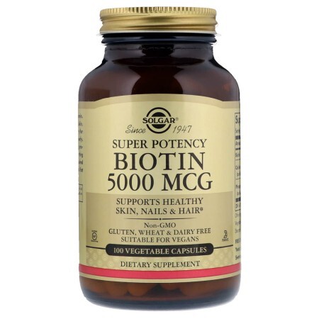 Біотин (В7) 5000 мкг Solgar 100 гелевих капсул
