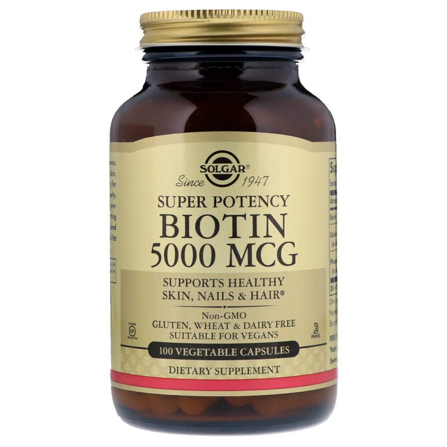 Биотин (В7) 5000 мкг Solgar 100 гелевых капсул: цены и характеристики