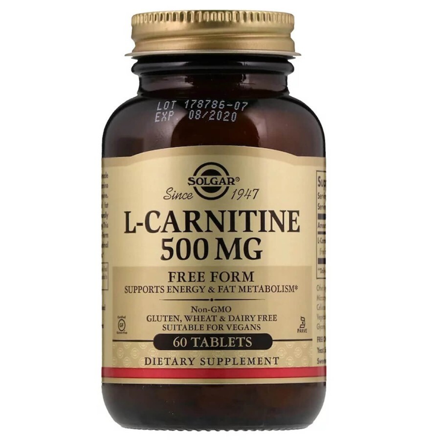 L-Карнітин 500 мг Solgar 60 таблеток: ціни та характеристики