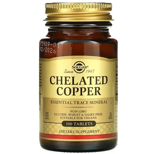 Хелатная медь Chelated Copper Solgar 100 таблеток
