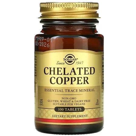 Хелатная медь Chelated Copper Solgar 100 таблеток: цены и характеристики