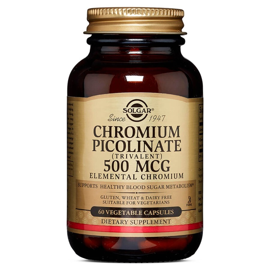 Хром пиколинат Chromium Picolinate Solgar 500 мкг 60 капсул: цены и характеристики