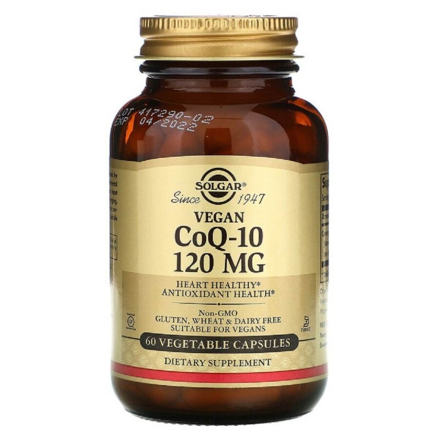 Коензим Q10 Вегетаріанський 120 мг Vegetarian CoQ-10 Solgar 60 вегетаріанських капсул: ціни та характеристики