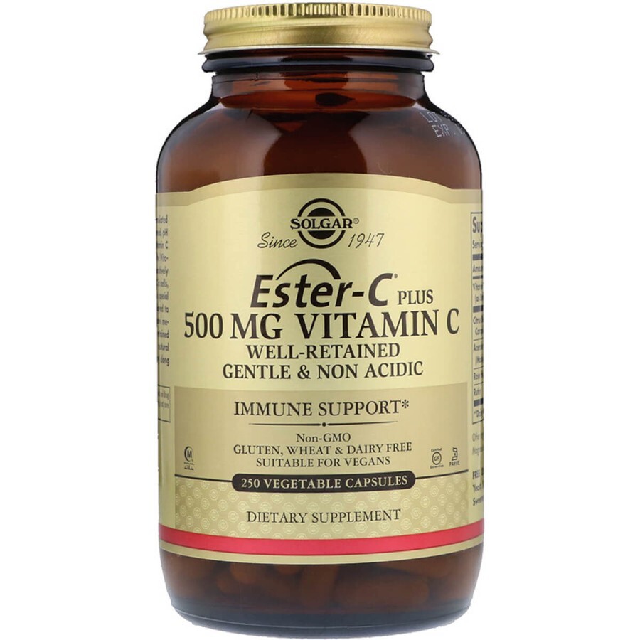 Вітамін С 500 мг Ester-C Plus Solgar 250 вегетаріанських капсул: ціни та характеристики