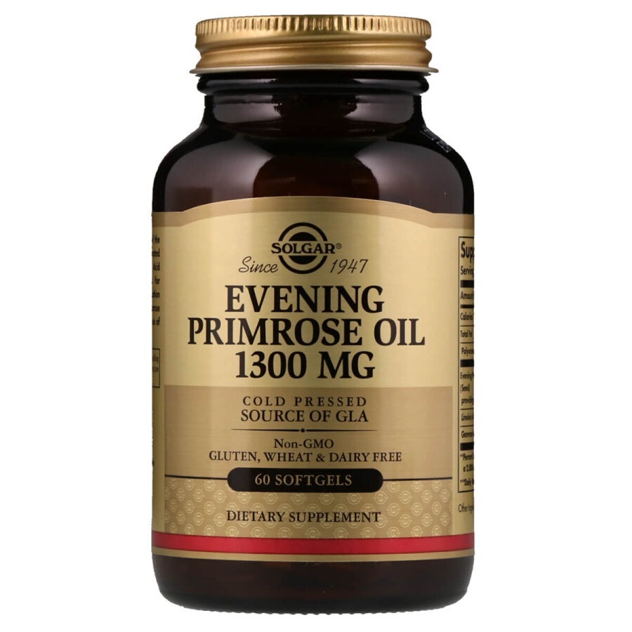 Масло Примули вечірньої 1300 мг Evening Primrose Oil Solgar 60 желатинових капсул: ціни та характеристики