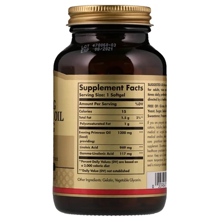 Масло Примулы вечерней 1300 мг Evening Primrose Oil Solgar 60 желатиновых капсул: цены и характеристики