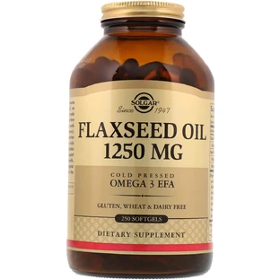 Льняное масло Flaxseed Oil Solgar 1250 мг 250 гелевых капсул