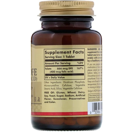 Фолієва кислота (В9) Folic Acid 400 мкг Solgar 250 таблеток: ціни та характеристики