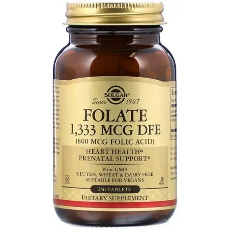 Фолат (В9) Folic Acid 800 мкг Solgar 250 таблеток: ціни та характеристики
