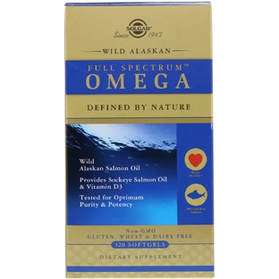 Жир аляскинского лосося Wild Alaskan Salmon Oil Solgar 120 гелевых капсул
