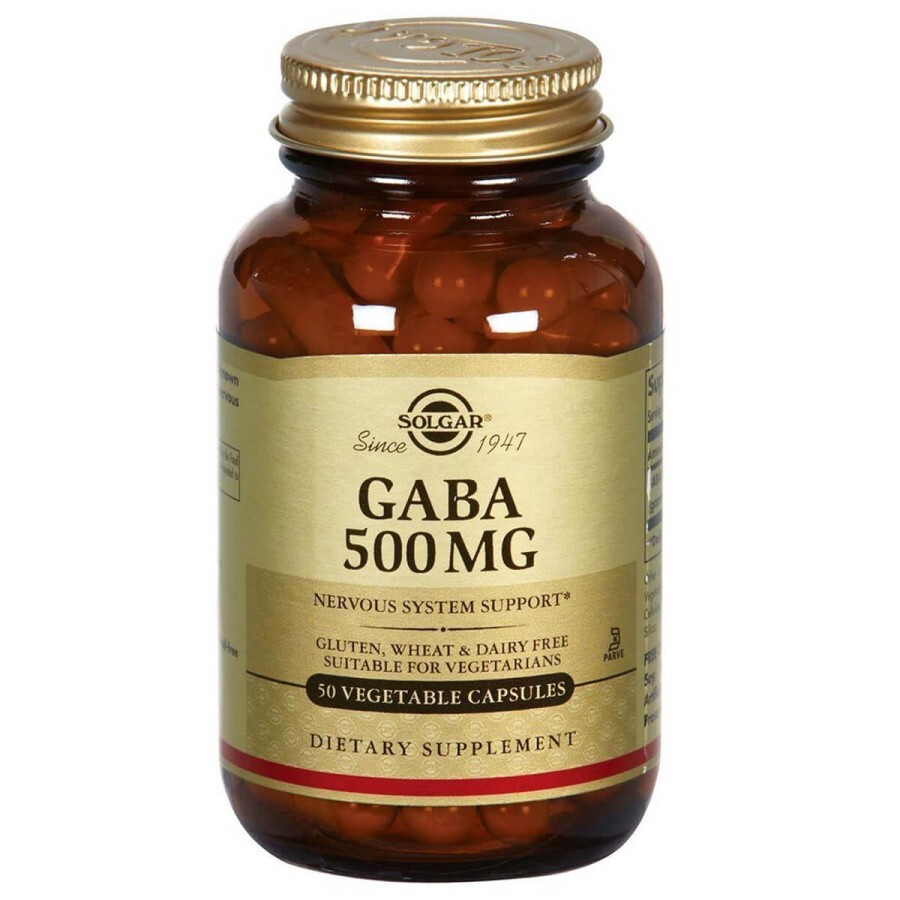 GABA (гамма-аміномасляна кислота) GABA Solgar 500 мг 50 вегетаріанських капсул: ціни та характеристики