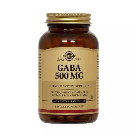 GABA (гамма-аміномасляна кислота) GABA Solgar 500 мг 100 вегетаріанських капсул