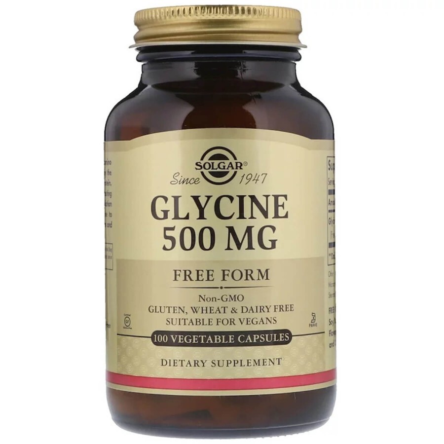 Гліцин Glycine Solgar 500 мг 100 вегетаріанських капсул: ціни та характеристики