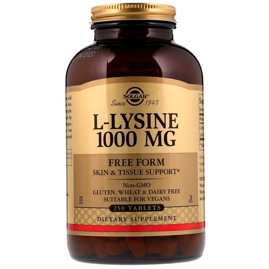 Лизин 1000 мг L-Lysine Solgar 250 таблеток: цены и характеристики