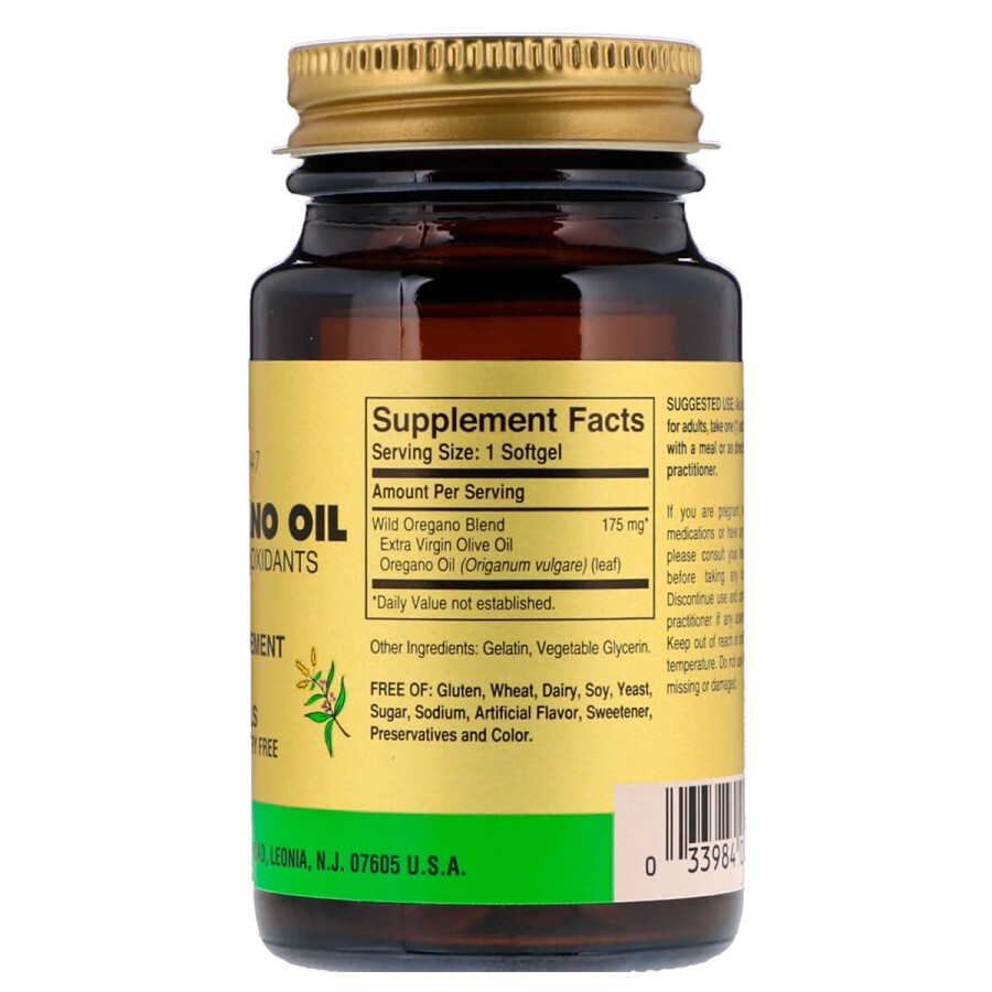 Олія Орегано з натуральними антиоксидантами Wild Oregano Oil Solgar 60 желатинових капсул: ціни та характеристики