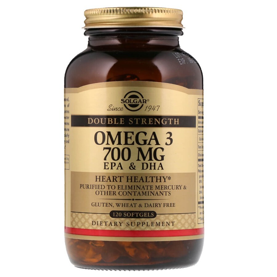 Омега-3 ЕПК і ДГК Triple Strength 700 мг Solgar 120 желатинових капсул: ціни та характеристики