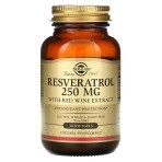 Ресвератрол з екстрактом червоного вина 250 мг Resveratrol with red Wine Extract Solgar 30 гелевих капсул: ціни та характеристики