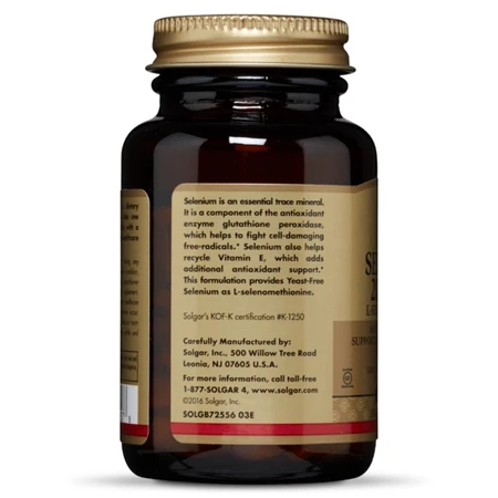 Селен (Селенометионин) Selenium Yeast-Free Solgar 200 мкг 100 таблеток: цены и характеристики