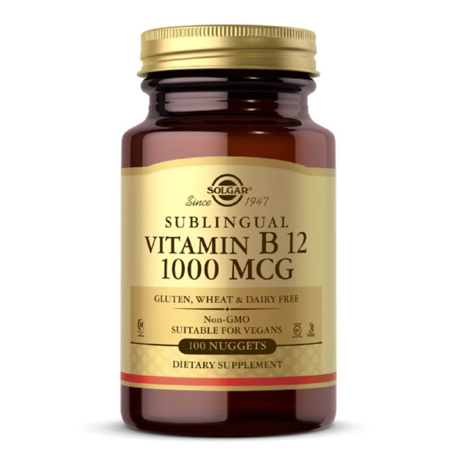 Витамин В12 Сублингвальный Vitamin B12 Solgar 1000 мкг 100 наггетсов: цены и характеристики