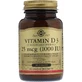 Вітамін D3 Cholecalciferol Solgar 25 мкг 1000 МО 180 таблеток