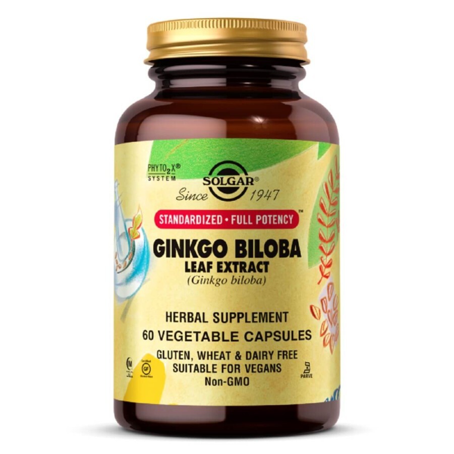 Экстракт листьев гинкго билобы Ginkgo Biloba Leaf Extract Solgar 60 гелевых капсул: цены и характеристики