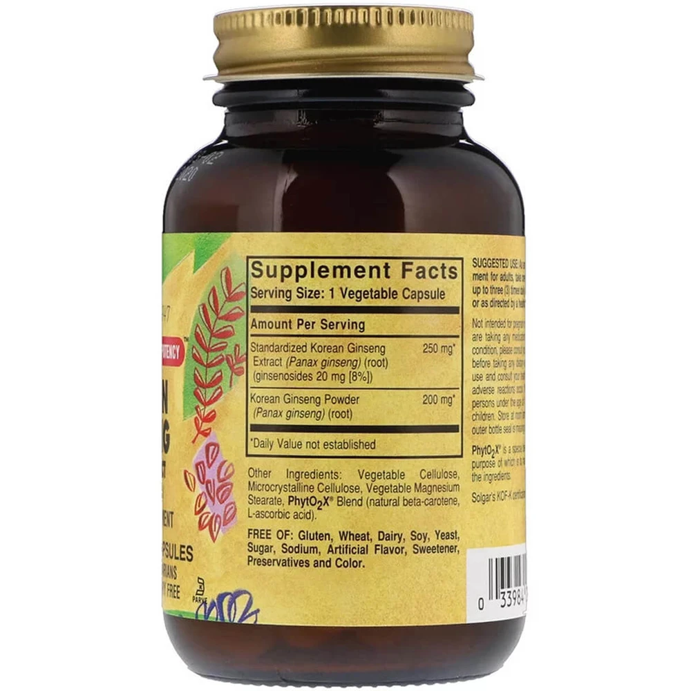 Корень Женьшеня (Экстракт) Korean Ginseng Root Extract Solgar 60 капсул: цены и характеристики