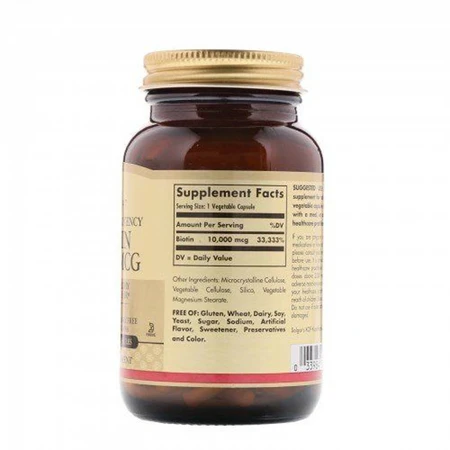 Біотин (В7) 10 000 мкг Biotin Solgar 60 вегетаріанських капсул: ціни та характеристики