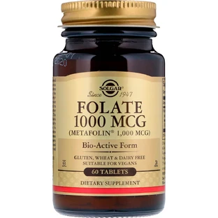 Фолієва кислота (В9) Метафолін Solgar Folate as Metafolin 1000 мкг 60 таблеток