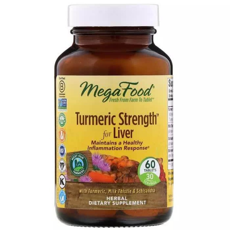 Сила куркуми для печінки Turmeric Strength for Liver MegaFood 60 таблеток: ціни та характеристики