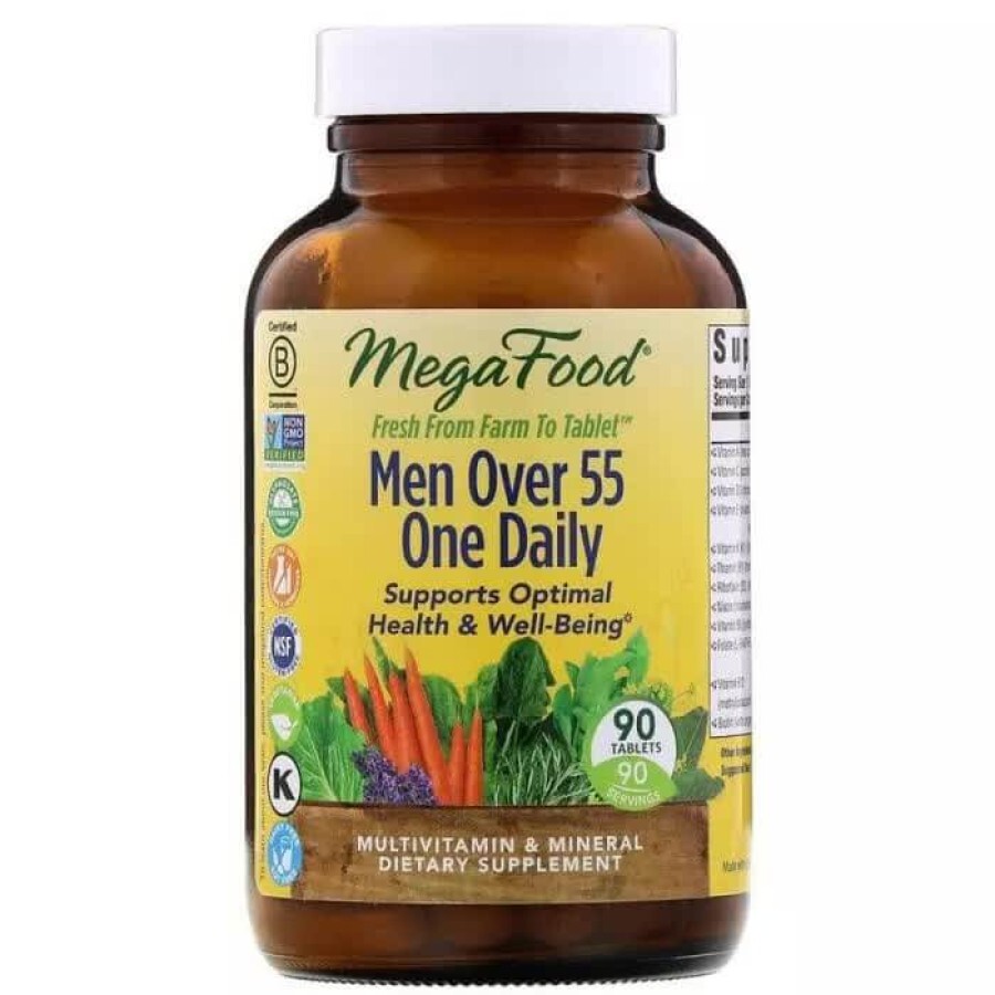 Мультивітаміни для чоловіків 55+ Men Over 55 One Daily MegaFood 90 таблеток: ціни та характеристики