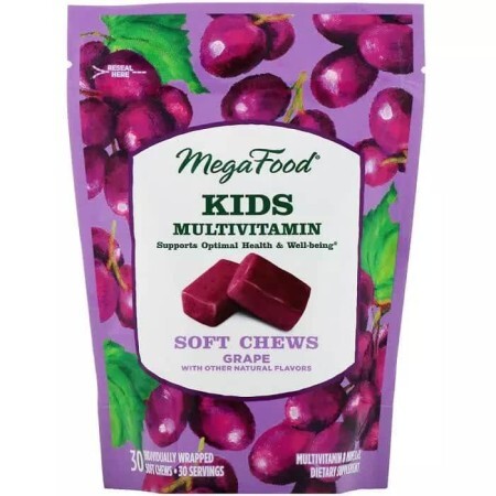 Мультивітаміни для дітей смак винограду MegaFood 30 жувальних цукерок
