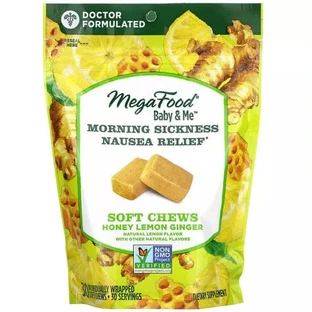 Утреннее облегчение тошноты Morning Sickness Nausea Relief мед лимон имбирь MegaFood 30 жевательных конфет