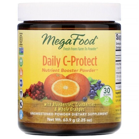 Щоденний комплекс поживних речовин з вітаміном C без цукру фруктовий смак Nutrient Booster Powder Daily C-Protect MegaFood 639 г (225 унції)