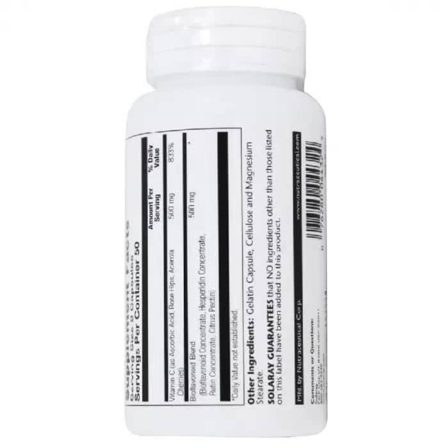 Вітамін C з біофлавоноїдами 500 мг Solaray 100 капсул: ціни та характеристики