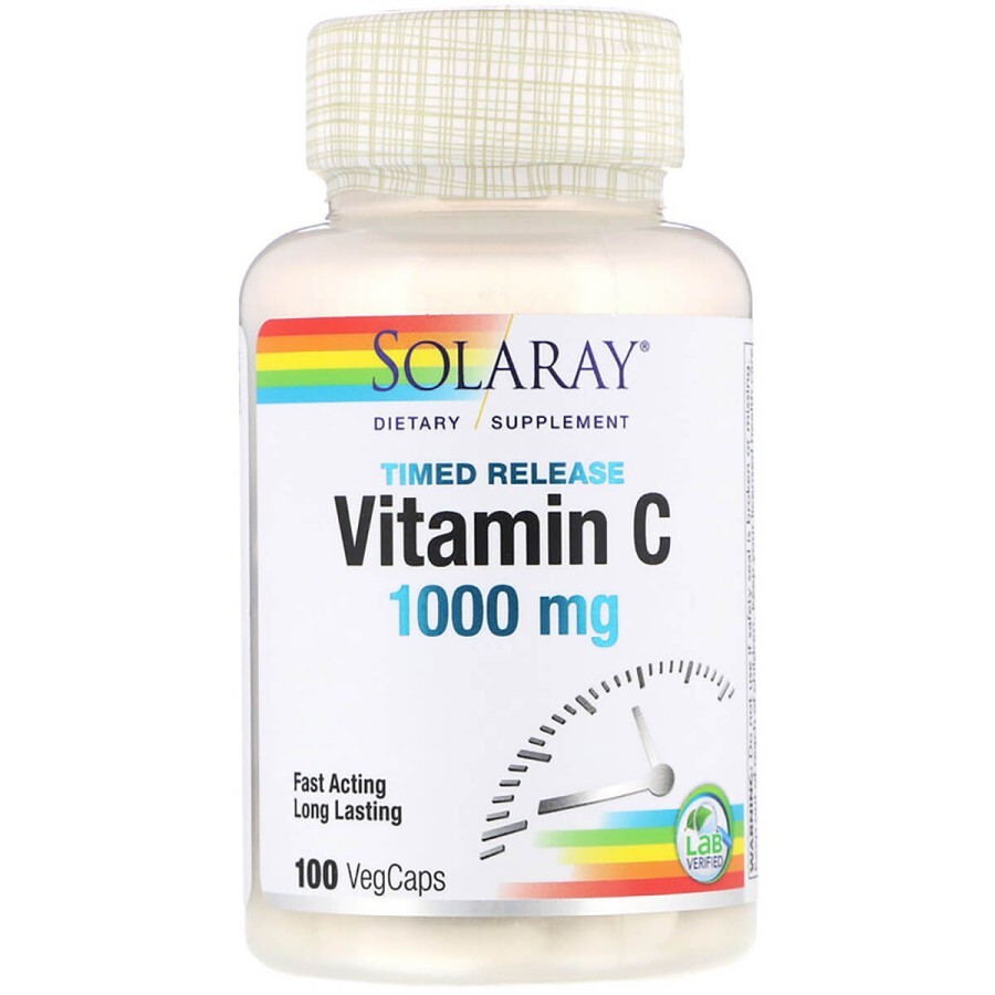 Вітамін С двофазного вивільнення Solaray 1000 мг 100 капсул: ціни та характеристики