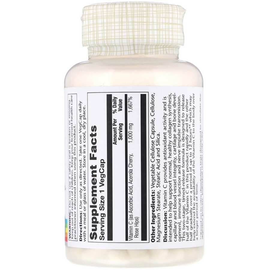 Витамин С двухфазного высвобождения Solaray 1000 мг 100 капсул: цены и характеристики
