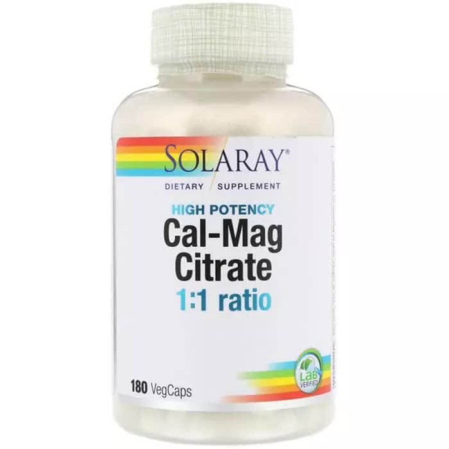 Кальций и Магний Cal-Mag Citrate High Potency Solaray 180 Капсул: цены и характеристики