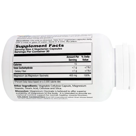 Магній гліцинат Magnesium Glycinate Solaray 400 мг 120 вегетаріанських капсул: ціни та характеристики
